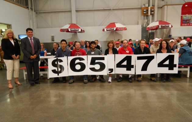 Costco displays cheque total - photo courtesy Spirit of the North Healthcare Foundation