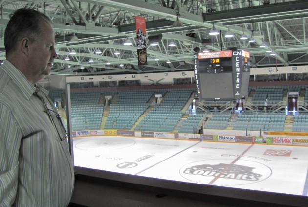 EDGEPRo President Greg Pocock looks over centre ice where the puck will drop next Friday for the season home opener -photo 250News