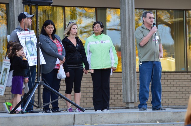 Doug Leslie and Louanne Montgomery's family address anti-violence march. Photos 250 News