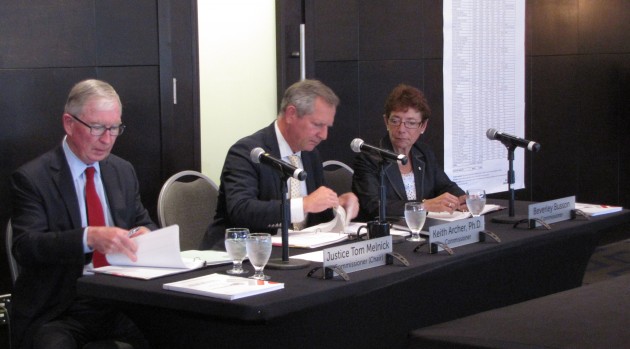 Commission Chair Tom Melnick Commissioner Keith Archer and Commissioner Beverley Busson prepare to hear submissions from Prince George residents - photo250News