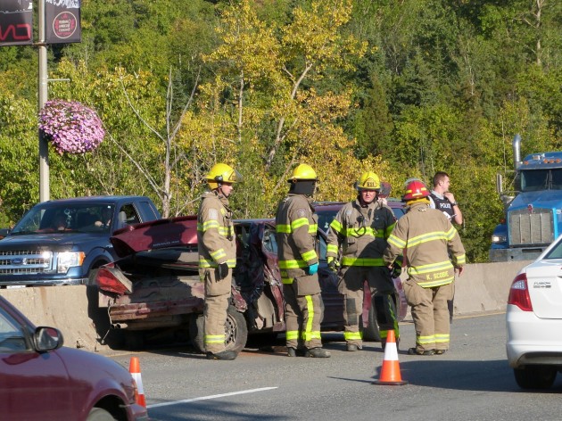 Crash scene - Highway 97 approaching junction with Highway 16