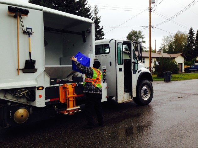 Recycling crews busy at work on the first day of pickup in Prince George - photo courtesy MMBC