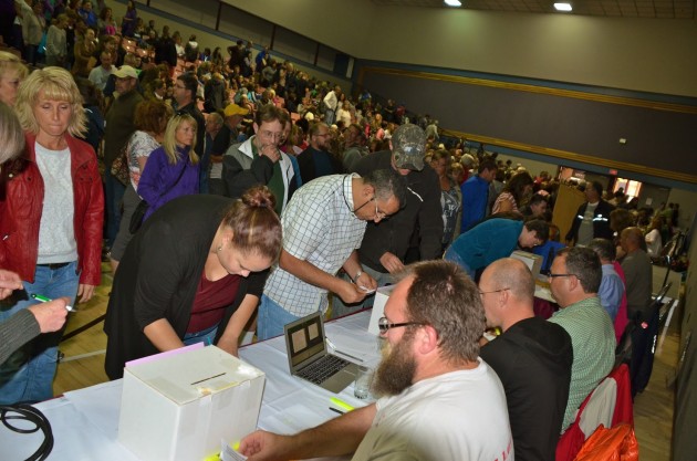 Teachers cast ballots at the PG Civic Centre - photo Doug Waller
