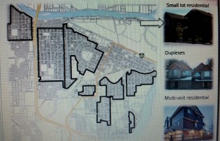 Areas outlined in black are subject to new RS4 zones to allow smaller lots
