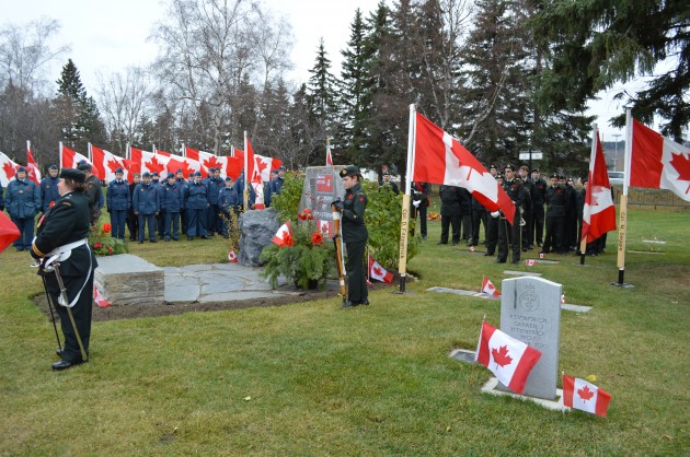 Cadets on guard at Veterans Memorial for Sunday ceremony. Photos 250News