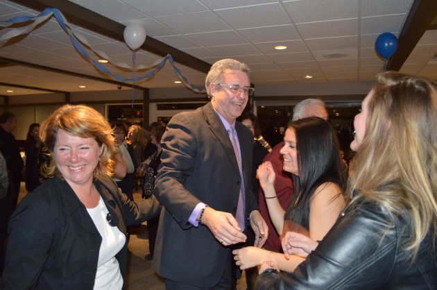 Lyn Hall receives congratulations on Saturday's victory. Photo 250News