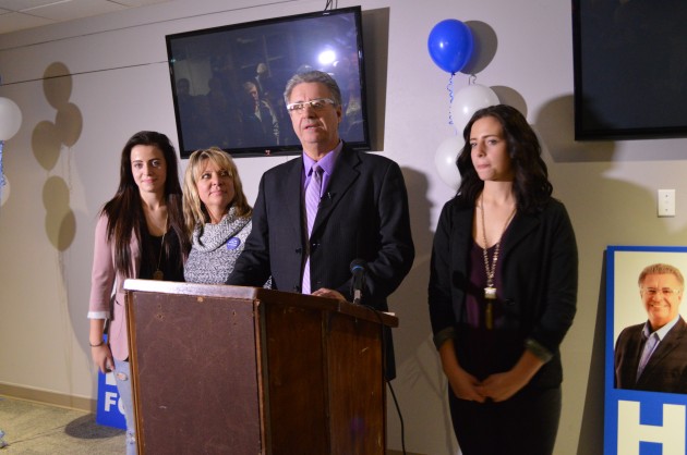 Mayor-elect Lyn Hall delivers victory speech Saturday night. Photo 250News