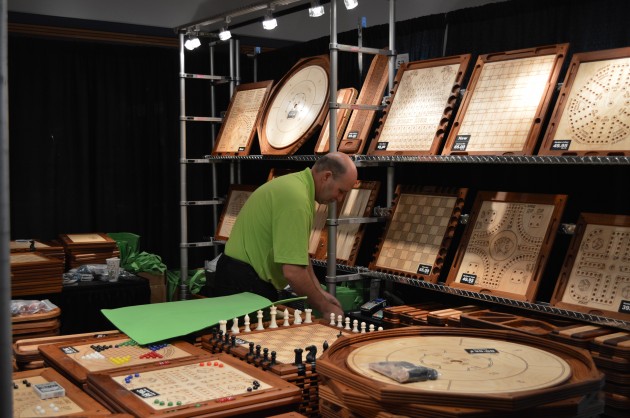 Display of wooden game boards was a Saturday crowd pleaser. Photos 250News