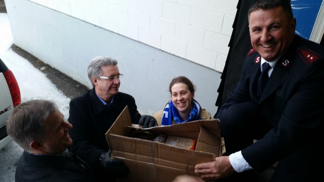 From left to right, Transit Manager Dave Bradshaw, Mayor Lyn Hall, City Councillor Jillian Merrick & Captain Neil Wilkinson - photo 250News