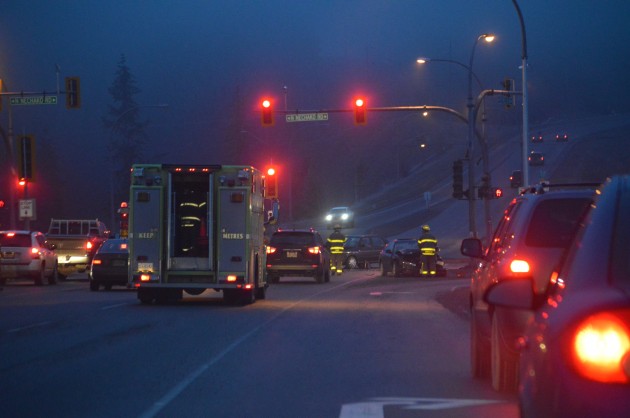 Collision scene at Foothills and North Nechako Road. 250News photo