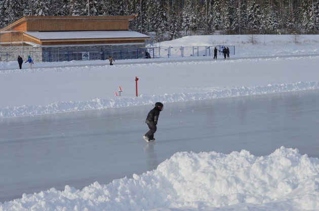 Young and old braved the winter chill at the outdoor ice oval Sunday. 250News photo