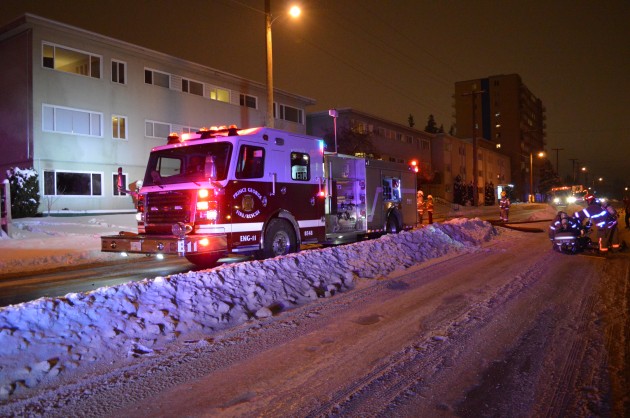 Fire crews on scene of apartment fire Saturday night. Photos 250News
