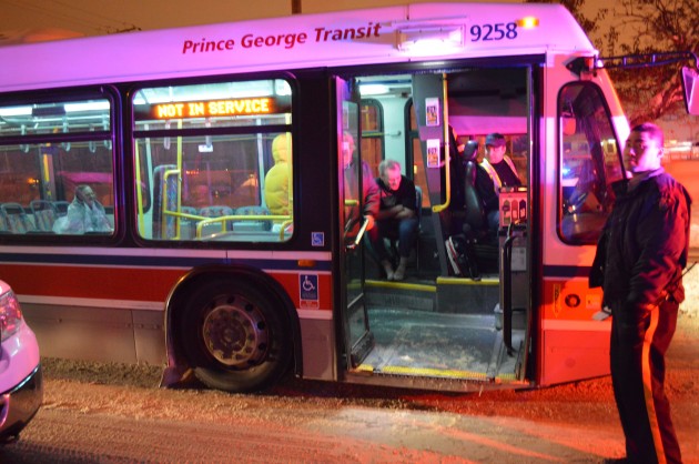 A transit bus provided shelter for displaced residents