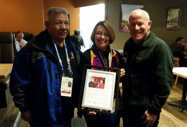 From left Chief Dominic Frederick, Jobs Minister Shirley Bond, Britco President Mike Ridley - photo 250News