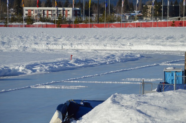 Ice oval is expected to firm up for racing Sunday morning. 250 News photos