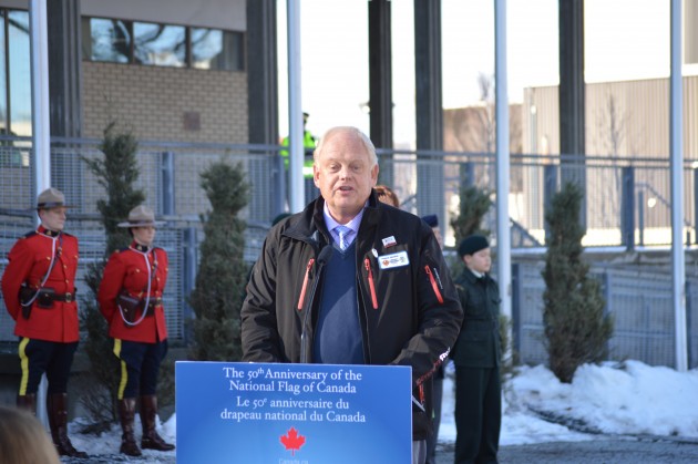 Cariboo-Prince George MP Dick Harris addresses crowd at City Hall. 250 News photos