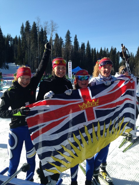 BC Women's 4x3.75km relay team took silver medal at Otway Saturday. Photo courtesy Team BC