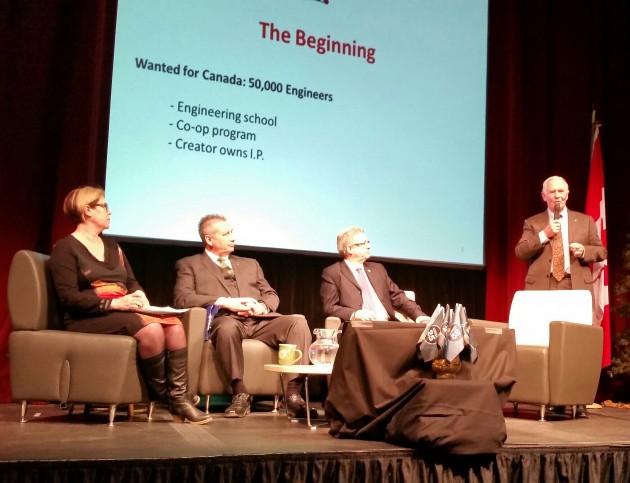 Moderator Tracey Summerville, UNBC president Daniel Weeks, Prince George Mayor Lyn Hall, and Governor General David Johnston - photo 250News