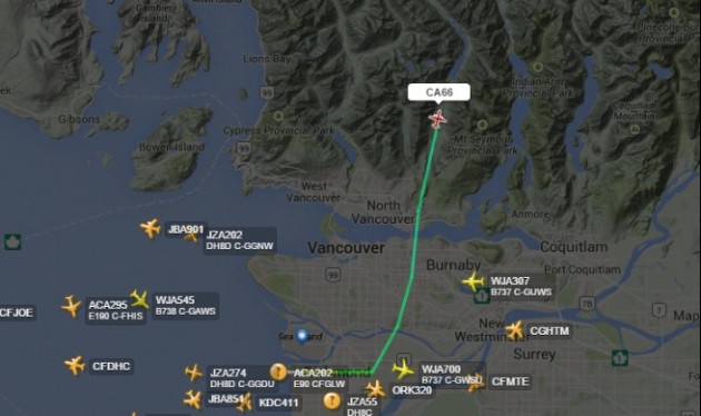 Flight path of Carson Air flight 66 from Flightradar24