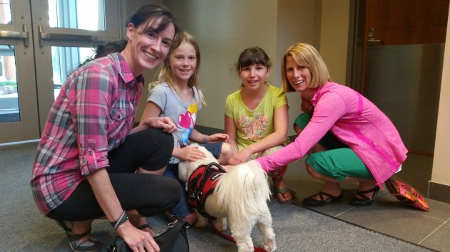 From left, Kathryn Kirkham, Lily Pane, Acasia Korogonas, and Maltese Shih Tzu "Freddie" - photos 250 News