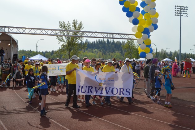 Survivor victory lap, including caregivers, kicks off the Relay For Life