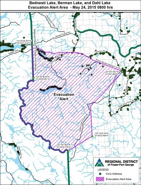 Regional District map identifies Evacuation Alert area