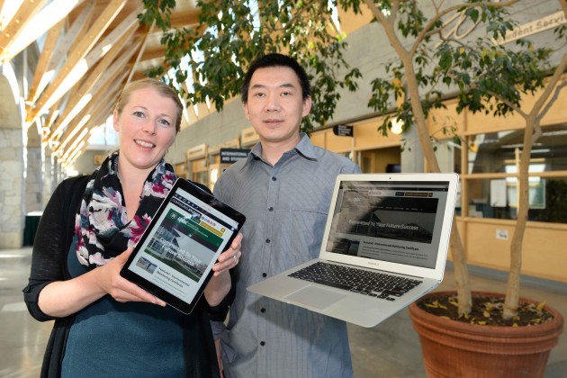 UNBC Continuing Studies Manager Lisa Haslett and CS Online Learning Manager Elliot Wang. Photo courtesy UNBC