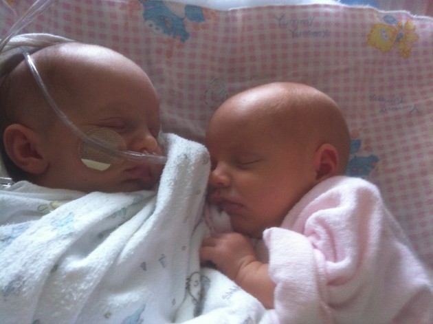 Allison (l) and Mya Laquerre reunited at Children's Hospital during Allison's heart recovery. Photos courtesy Laquerre family