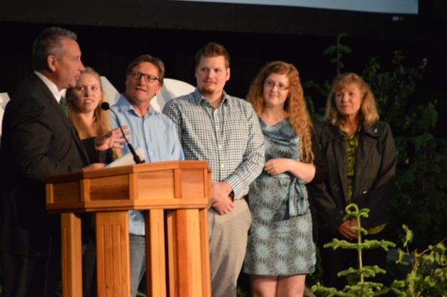 UNBC President Daniel Weeks acknowledges the achievements of the Unger family of Burns Lake. Photos 250News