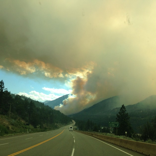 Smoke from the Cisco Road fire - photo courtesy BC Wildfire Management Branch
