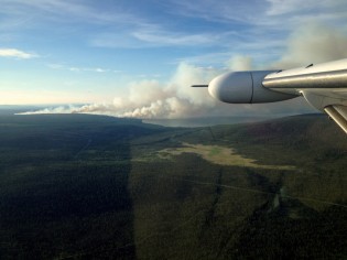 An aerial view of the Puntzi Lake fire - photo courtesy BC Wildfire Management Branch
