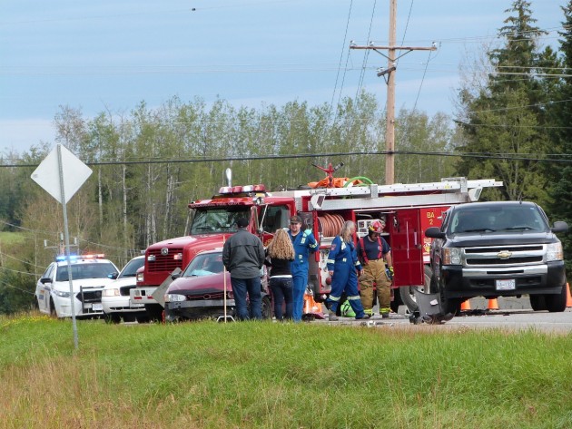 RCMP and Buckhorn Volunteer Fire Department at second accident site