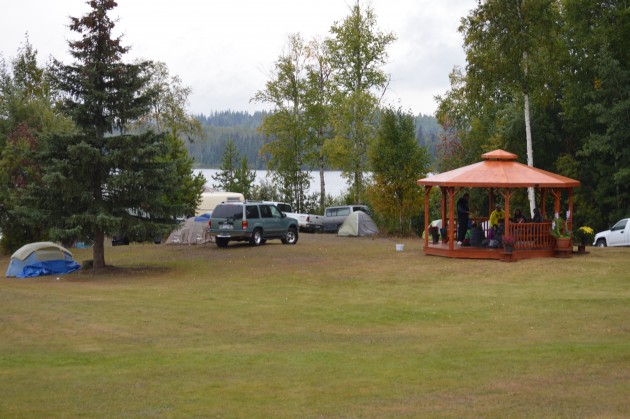 Lakeside view and a gazebo to boot for weekend campers