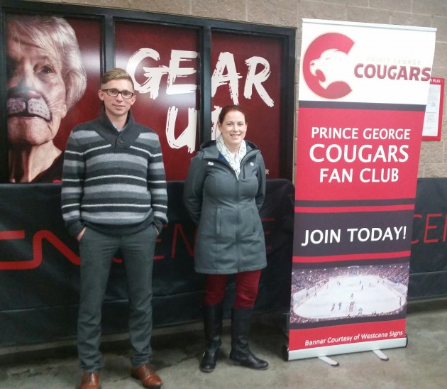 Manager. games operations and promotions with the Prince George Cougars Braydon Ouellet and Prince George Cougars Fan Club member Stacey Osiowy - photo 250 News