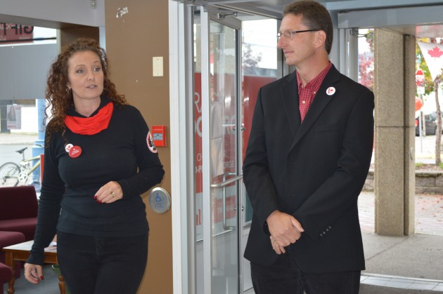 Tracy Calogheros and fellow Liberal Matt Shaw at campaign office opening. 250 News photo