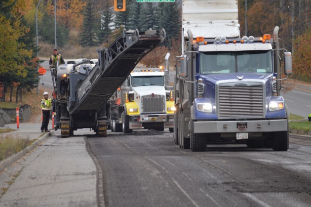 Crews complete milling of eastbound lanes of 15th Ave. Tuesday. Photo 250News