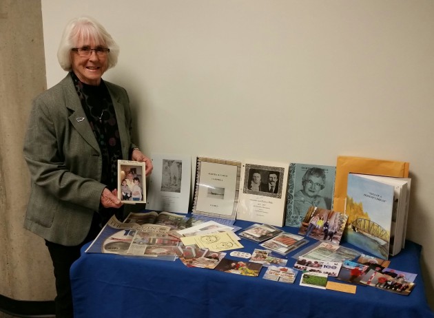 Former City Councillor and community volunteer Shirley Gratton poses next to her time capsule submission - photos 250 News