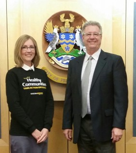 Britt Swoveland, program manager, RadonAware and Prince George Mayor Lyn Hall - photo 250 News
