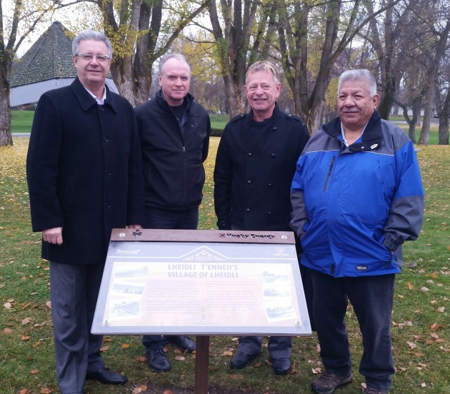 From left, Mayor Lyn Hall, Husky Energy operations superintendent Ron Fisher, Councillor Murray Krause and Chief Dominic Frederick - photos 250News