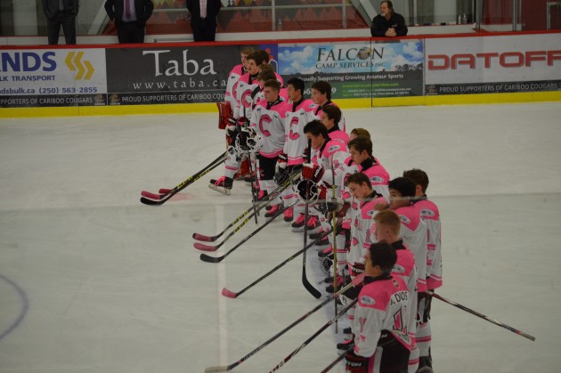 Cariboo Cougars donned pink jerseys for breat cancer fundraiser