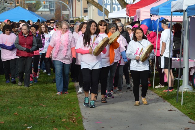 Led by the George family drummers, the Run for the Cure leaves City Hall