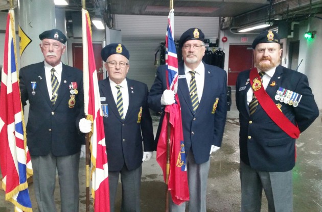 From left, Royal Canadian Legion Branch 43 veterans Doug Walder, Lyndon Burgess, Bruce Burwell, and Joe Elliott