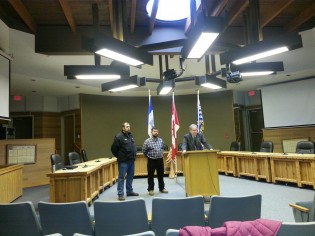 From left, Williams Lake City Councillor Craig Smith, Councillor Jason Ryll, and Mayor Walt Cobb