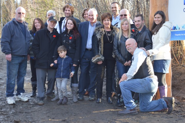 The Rickbeil family, with brothers Ian (left, sunglasses), Ken (centre, suit), Doug (right, also with shades) and Jim (right, wearing vest). Photo 250News