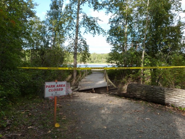 One of the damaged areas in Cottonwood Island Park – photo 250News