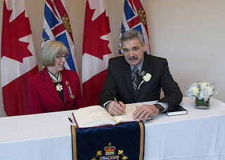 Lieutenant Governor Judith Guichon and Minister of Public Safety and Solicitor General Mike Morris at today's swearing-in ceremony - photo courtesy Province of BC