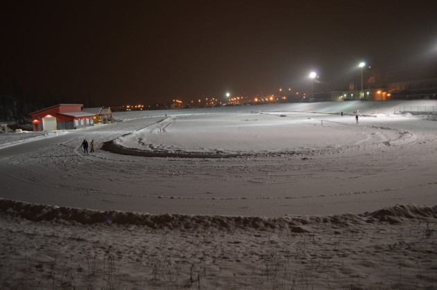 This snow will be gone before Saturday's skate, thanks to the excellent work of the volunteers.