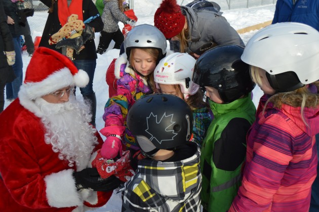 Santa busy handing out candy canes