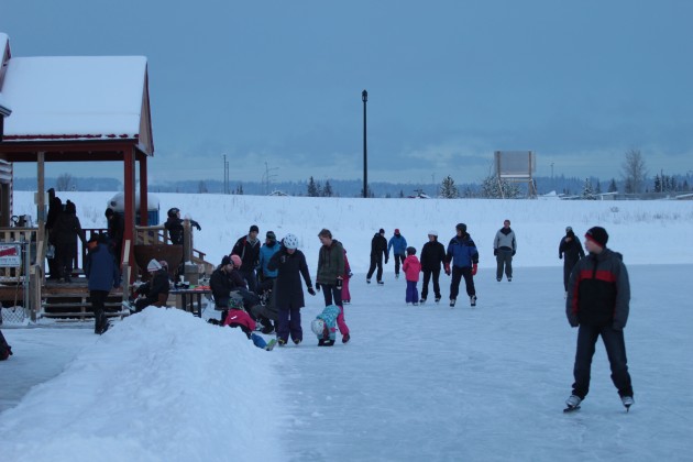 Skaters have fun during the free skate at the outdoor ice oval on Saturday. Submitted photos