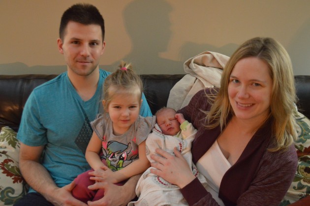 David and Kayla Bajic at home with daughters Harper (left) and Ellie Marie. Photo 250News